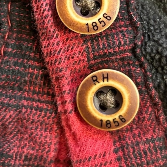 Redhead Shirt Jacket Shacket Men’s M Fleece Lined Red Buffalo Print Flannel Coat - Picture 8 of 15